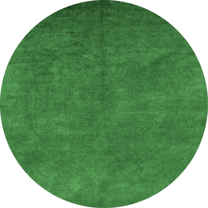 Round Oriental Emerald Green Industrial Rug, urb2680emgrn
