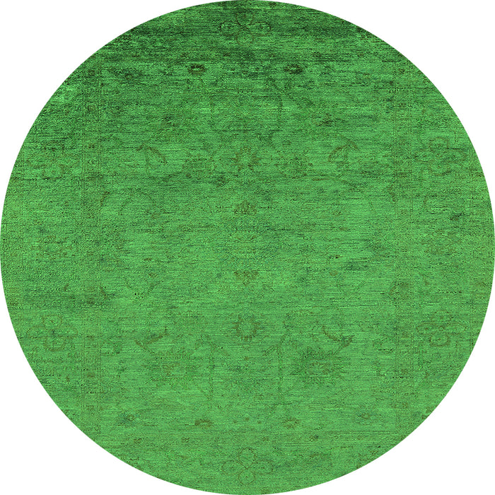 Round Oriental Green Industrial Rug, urb2681grn