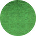 Round Oriental Green Industrial Rug, urb2681grn