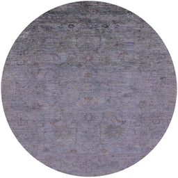 Round Mid-Century Modern Purple Oriental Rug, urb2681