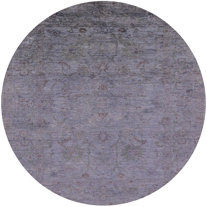 Round Mid-Century Modern Purple Oriental Rug, urb2681