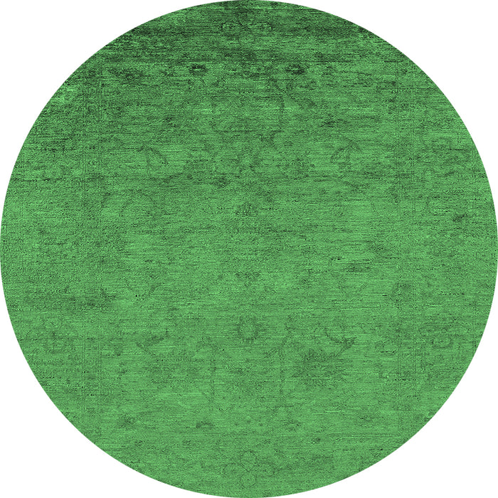 Round Oriental Emerald Green Industrial Rug, urb2681emgrn