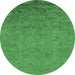 Round Oriental Emerald Green Industrial Rug, urb2681emgrn