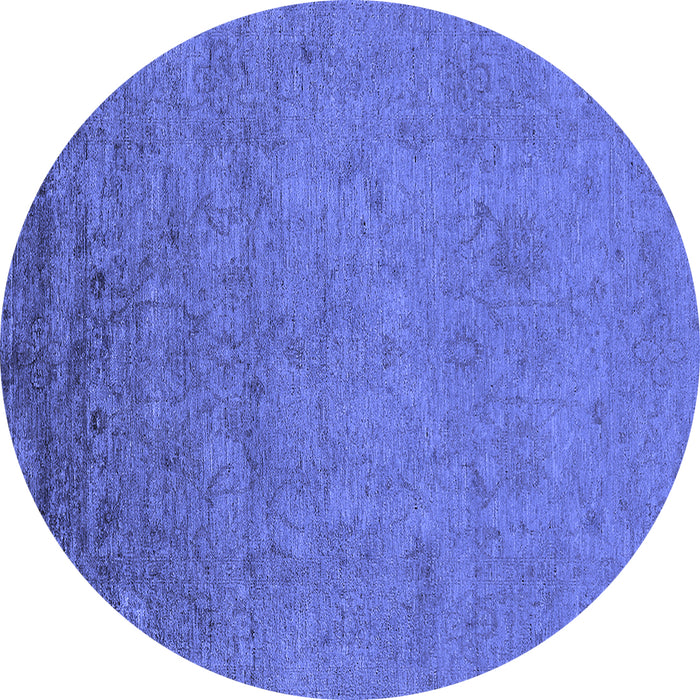 Round Oriental Blue Industrial Rug, urb2681blu