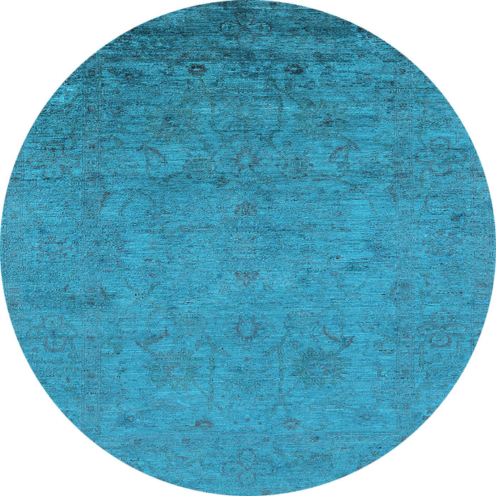 Round Oriental Light Blue Industrial Rug, urb2681lblu