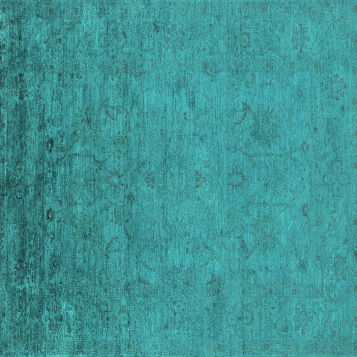Square Machine Washable Oriental Turquoise Industrial Area Rugs, wshurb2681turq