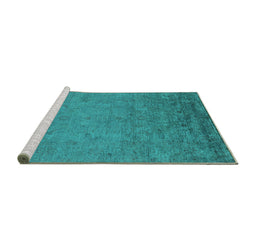 Sideview of Machine Washable Oriental Turquoise Industrial Area Rugs, wshurb2681turq