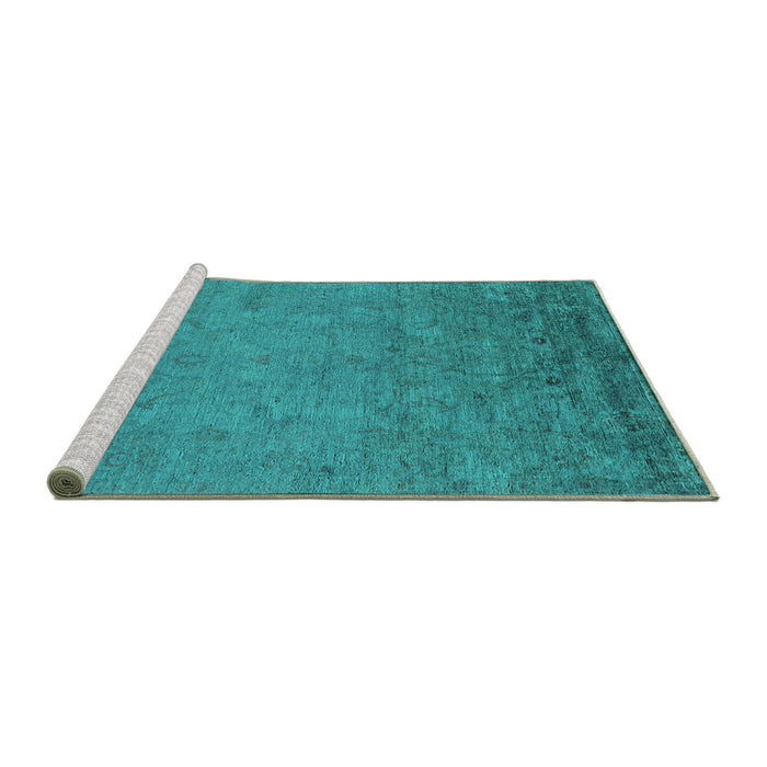 Sideview of Machine Washable Oriental Turquoise Industrial Area Rugs, wshurb2681turq