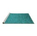 Sideview of Machine Washable Oriental Turquoise Industrial Area Rugs, wshurb2681turq