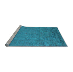 Sideview of Machine Washable Oriental Light Blue Industrial Rug, wshurb2681lblu