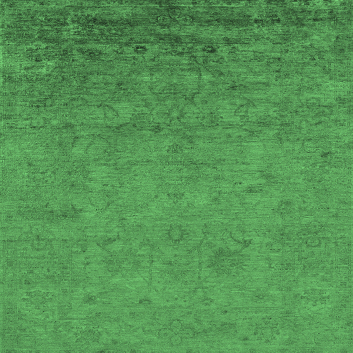 Square Machine Washable Oriental Emerald Green Industrial Area Rugs, wshurb2681emgrn