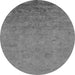 Round Machine Washable Oriental Gray Industrial Rug, wshurb2681gry