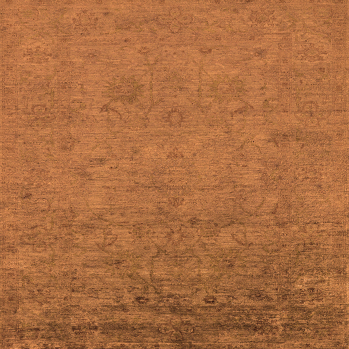 Square Machine Washable Oriental Orange Industrial Area Rugs, wshurb2681org