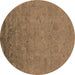 Round Oriental Brown Industrial Rug, urb2681brn