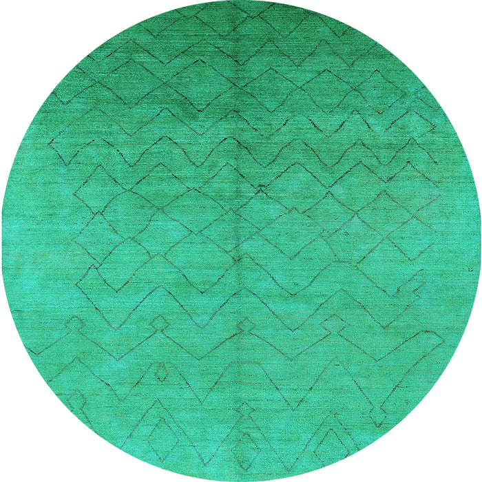 Round Machine Washable Oriental Light Blue Industrial Rug, wshurb2682lblu