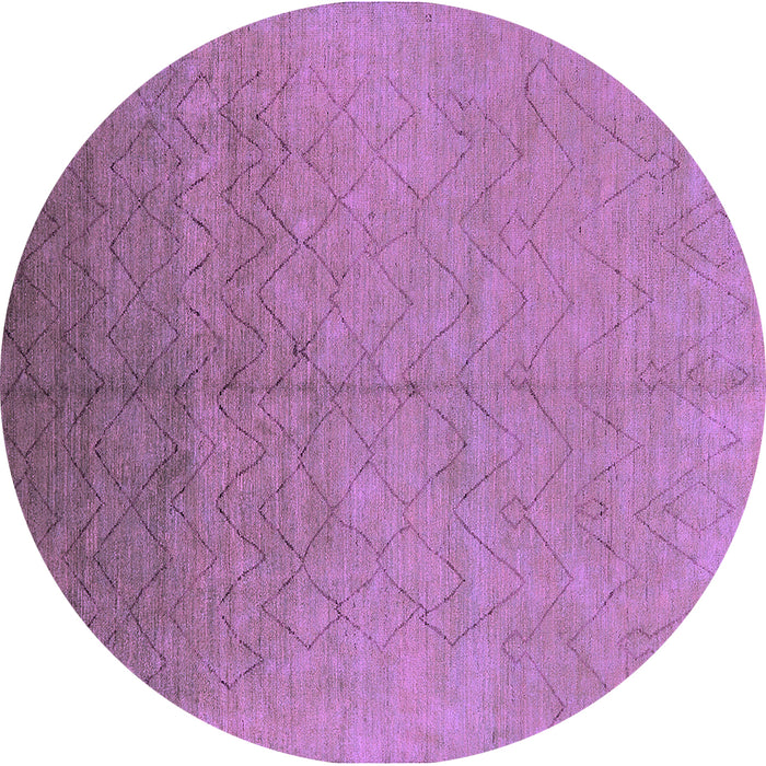 Round Machine Washable Oriental Purple Industrial Area Rugs, wshurb2682pur