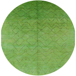 Round Machine Washable Industrial Modern Green Rug, wshurb2682