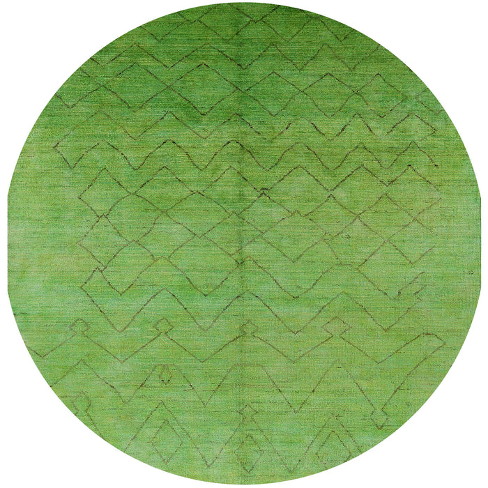 Round Mid-Century Modern Green Oriental Rug, urb2682
