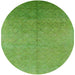 Round Mid-Century Modern Green Oriental Rug, urb2682