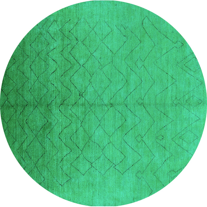 Round Oriental Turquoise Industrial Rug, urb2682turq