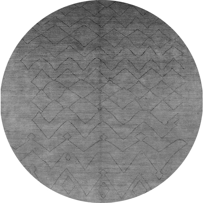 Round Machine Washable Oriental Gray Industrial Rug, wshurb2682gry