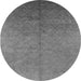 Round Machine Washable Oriental Gray Industrial Rug, wshurb2682gry