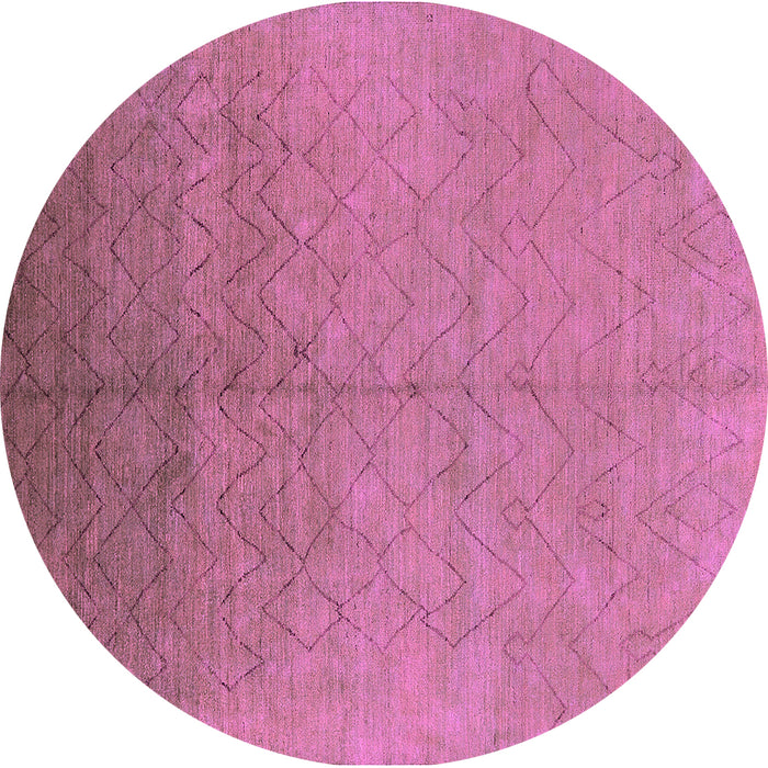Round Machine Washable Oriental Pink Industrial Rug, wshurb2682pnk
