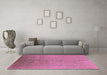 Machine Washable Oriental Pink Industrial Rug in a Living Room, wshurb2682pnk