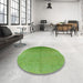 Round Mid-Century Modern Green Oriental Rug in a Office, urb2682