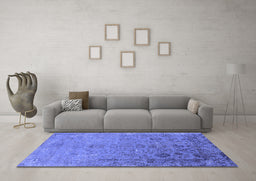 Machine Washable Oriental Blue Industrial Rug in a Living Room, wshurb2683blu