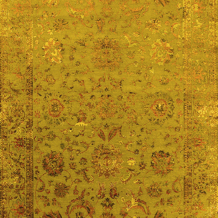Machine Washable Oriental Yellow Industrial Rug, wshurb2683yw