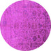 Round Machine Washable Oriental Pink Industrial Rug, wshurb2683pnk