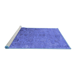 Sideview of Machine Washable Oriental Blue Industrial Rug, wshurb2683blu