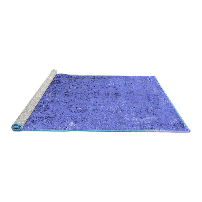 Sideview of Machine Washable Oriental Blue Industrial Rug, wshurb2683blu