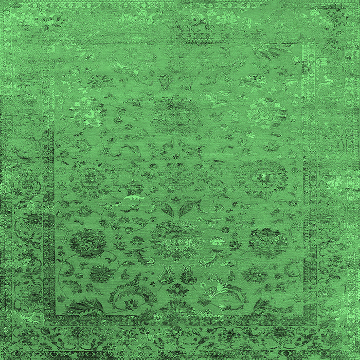 Square Oriental Emerald Green Industrial Rug, urb2683emgrn