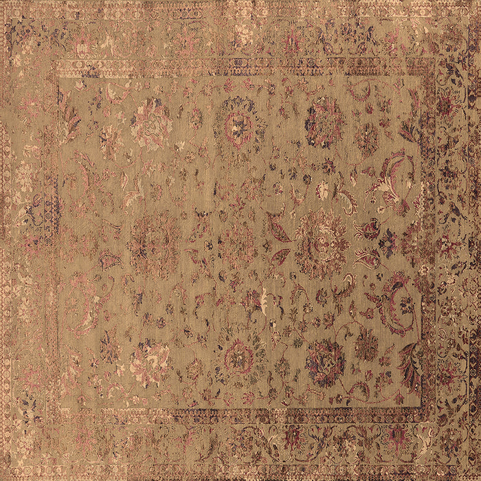 Square Machine Washable Oriental Brown Industrial Rug, wshurb2683brn