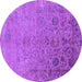 Round Machine Washable Oriental Purple Industrial Area Rugs, wshurb2683pur