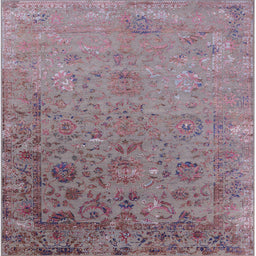 Square Mid-Century Modern Mauve Taupe Purple Oriental Rug, urb2683