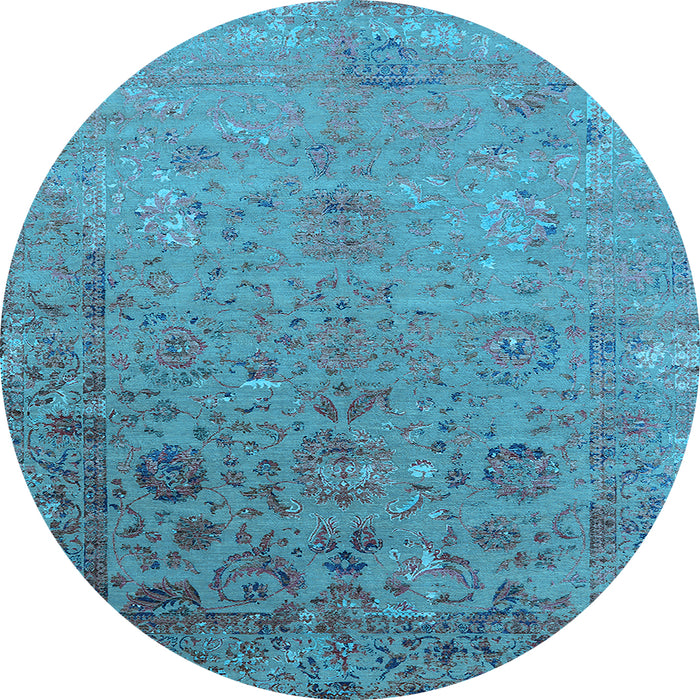 Round Oriental Light Blue Industrial Rug, urb2683lblu