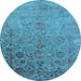 Round Oriental Light Blue Industrial Rug, urb2683lblu