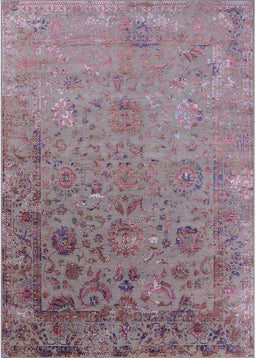 Mid-Century Modern Mauve Taupe Purple Oriental Rug, urb2683