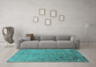 Machine Washable Oriental Turquoise Industrial Area Rugs in a Living Room,, wshurb2683turq