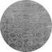 Round Machine Washable Oriental Gray Industrial Rug, wshurb2683gry