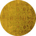 Round Oriental Yellow Industrial Rug, urb2683yw