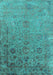 Machine Washable Oriental Turquoise Industrial Area Rugs, wshurb2683turq