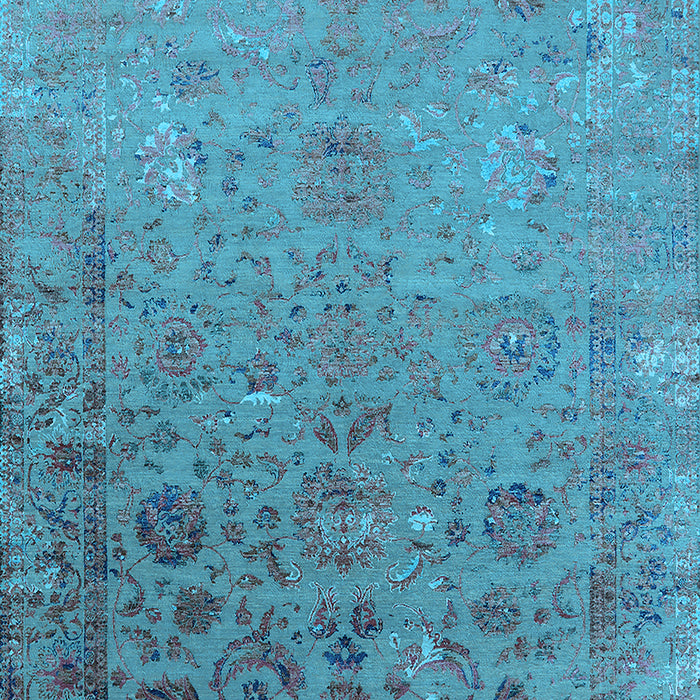 Machine Washable Oriental Light Blue Industrial Rug, wshurb2683lblu