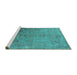 Sideview of Machine Washable Oriental Turquoise Industrial Area Rugs, wshurb2683turq