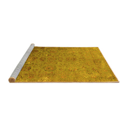 Sideview of Machine Washable Oriental Yellow Industrial Rug, wshurb2683yw