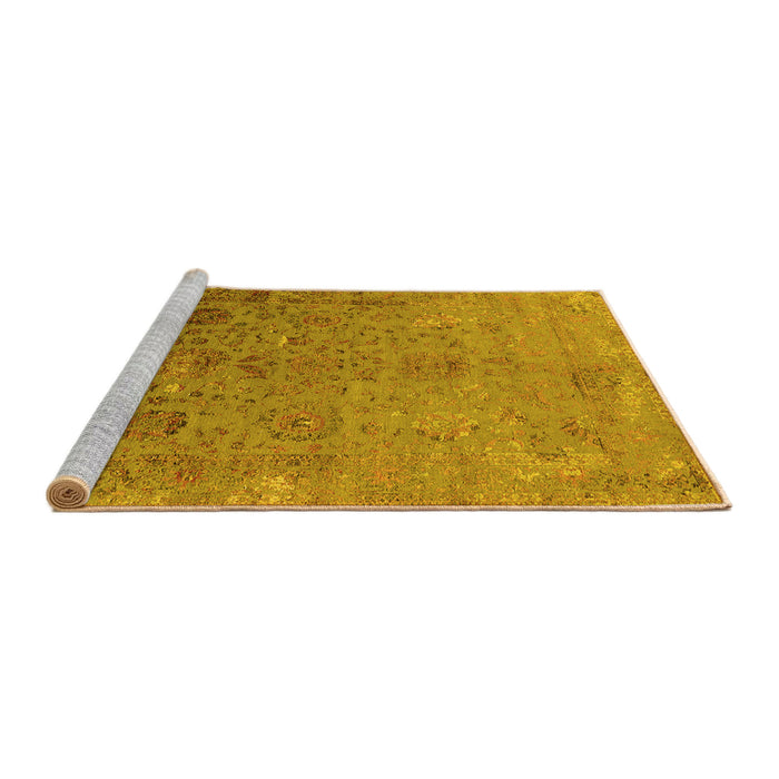 Sideview of Machine Washable Oriental Yellow Industrial Rug, wshurb2683yw