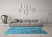 Machine Washable Oriental Light Blue Industrial Rug, wshurb2683lblu